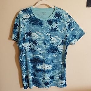 J. CREW SLIM • WASHED CREW NECK BEAUTIFULLY COLORED SHIRT,SHADES OF BLUE  SZ LG